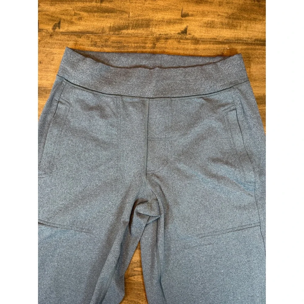Lululemon Gray Heathered Wide Leg Yoga Pants Red Stripe Accent Womens Medium Reg